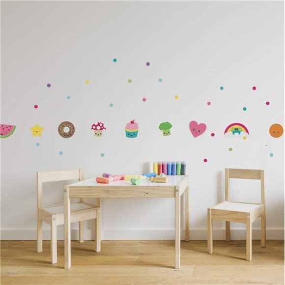 Peel-and-Stick Assorted Kawaii Cute Cartoon Food Vinyl Wall Decal Set, 147 ct. - Picture 5 of 7